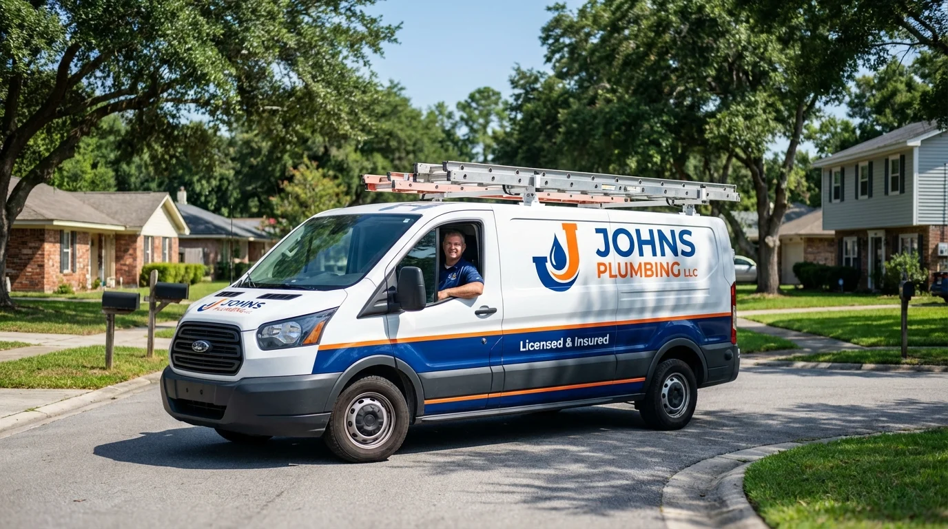 Johns Plumbing LLC service van in Reedsport, OR