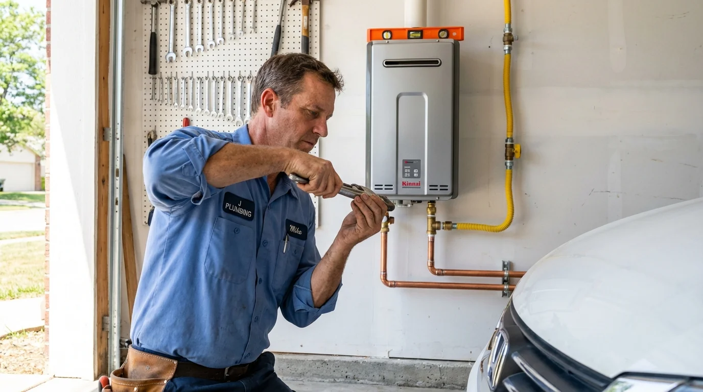 Tankless water heater installation by a Johns Plumbing LLC plumber in Reedsport
