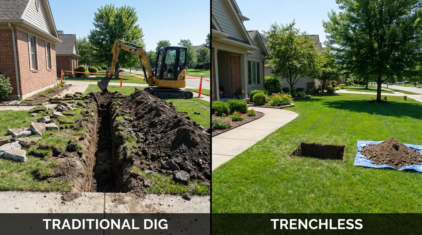 Trenchless sewer repair with minimal yard damage versus traditional excavation in Reedsport, OR